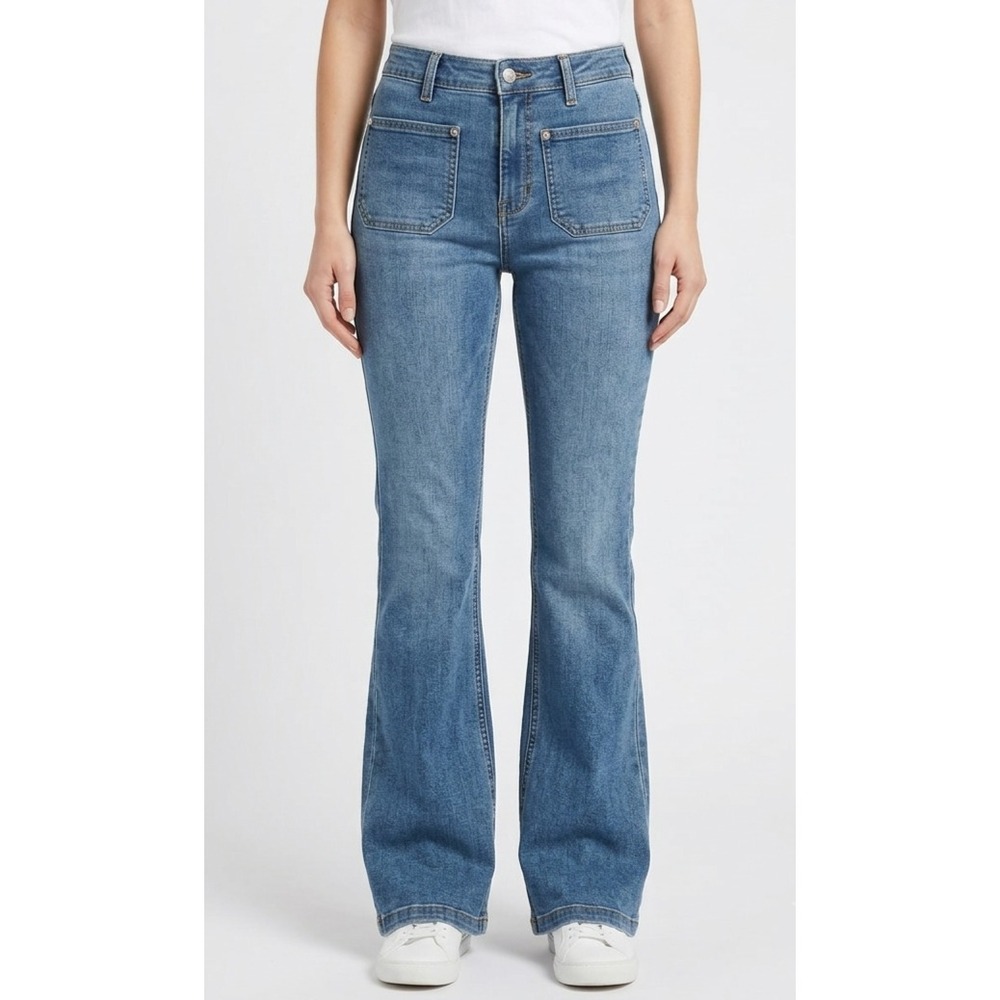 BDG Urban Outfitters Flared Jeans Womens 28 Blue Patch Pocket Denim Mid Rise Y2K